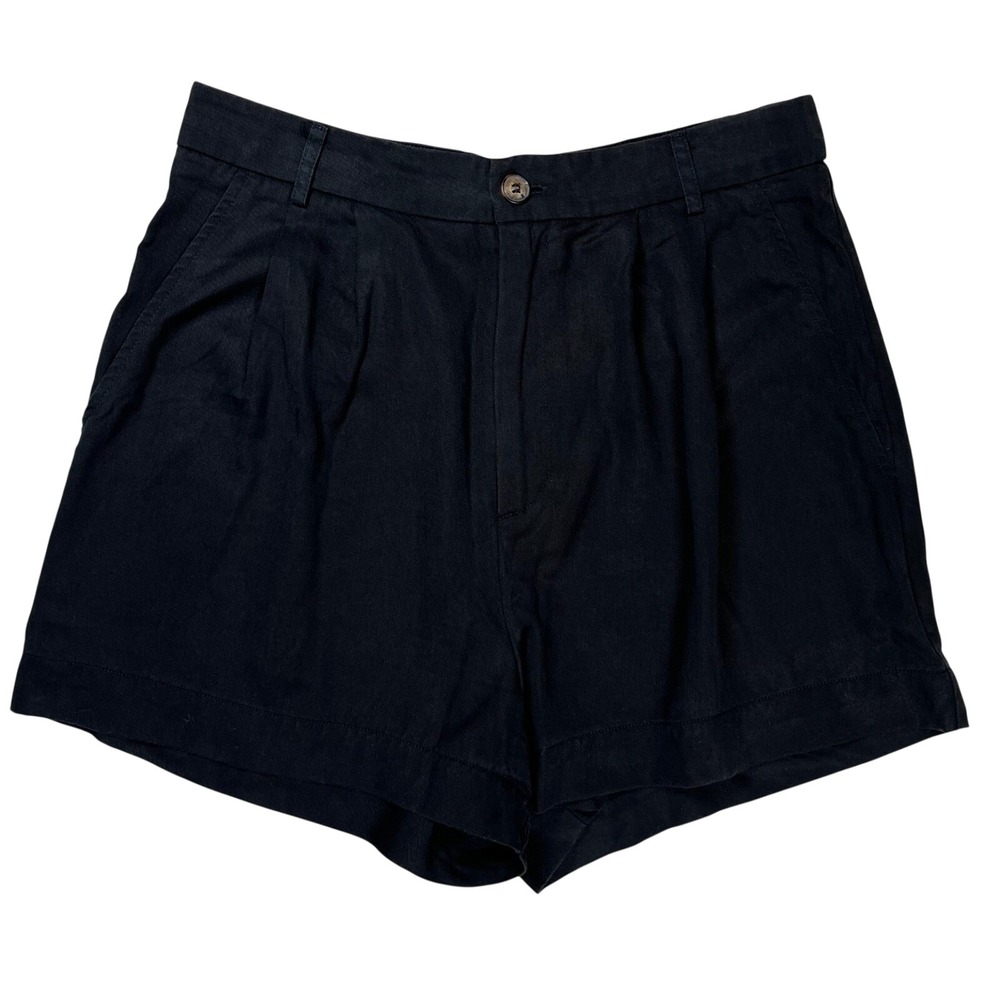 Reformation Mason Pleated Shorts Women 8 Black Tencel TwillHigh Rise USA Classic
